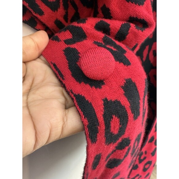 NWT Chicos Women Cardigan Sz  S/M Button Closure In Side Print Leopard Red - Picture 7 of 13